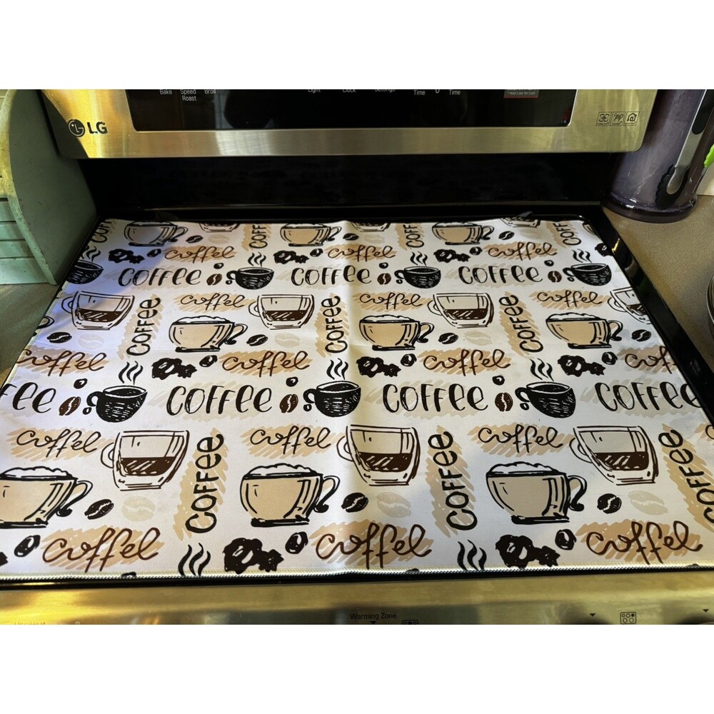 Cute Stove Top Cover for Glass/Electric Stoves Heat-Resistant Padded Coffee NEW